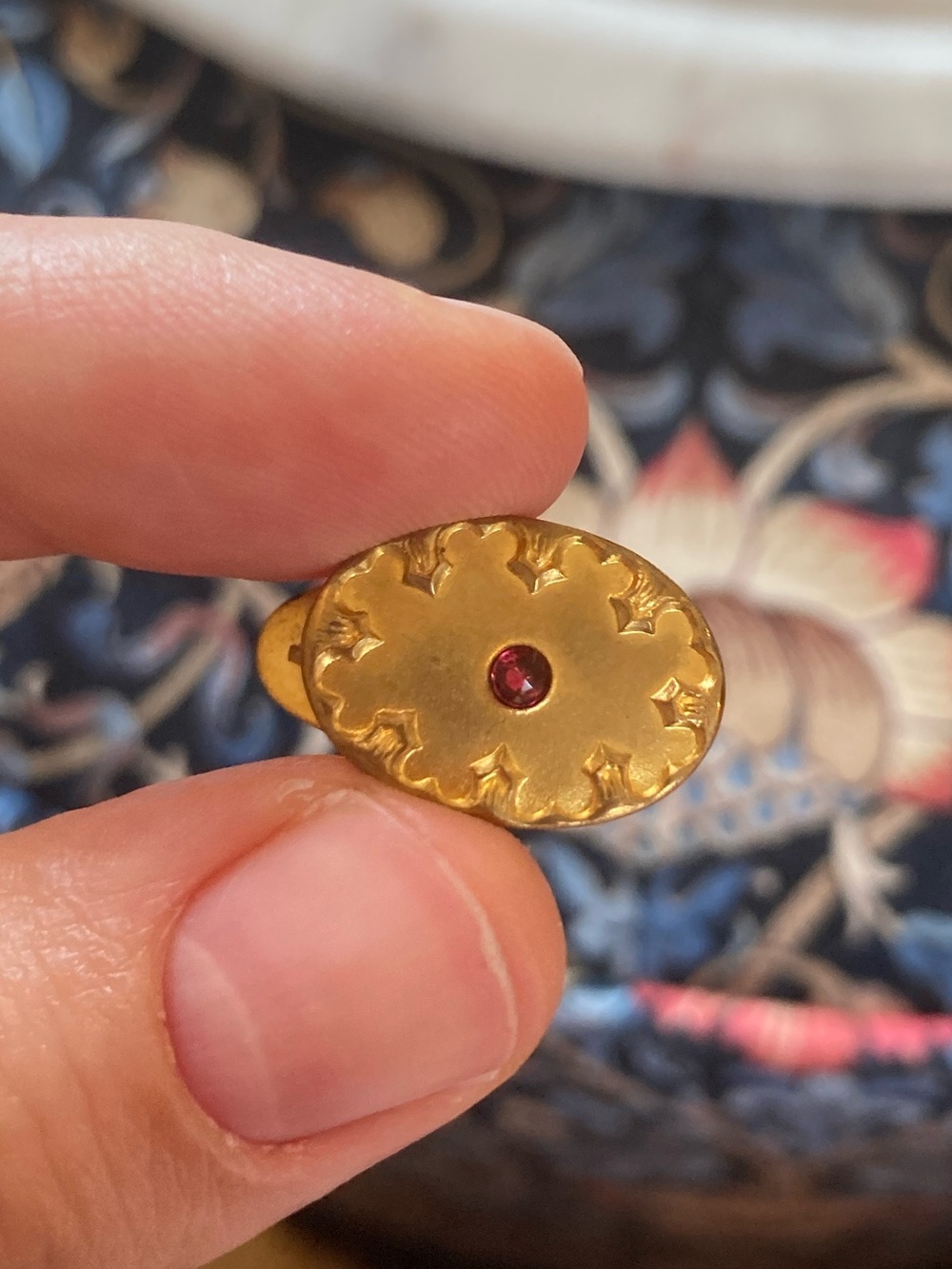 Antique Rose-Cut Ruby Paste Mini Lingerie/Clothing Clip